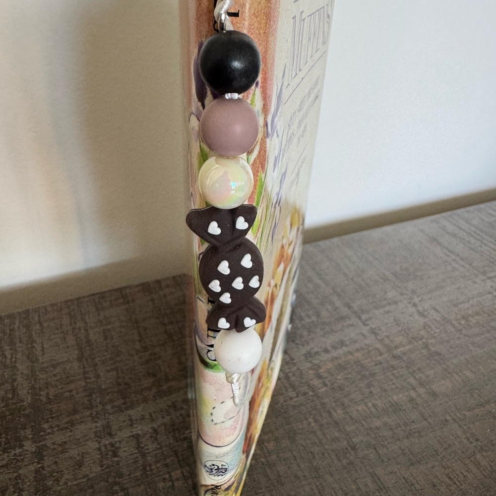Black & Brown Candy Wrapper Bookmark with Heart Design- NWOT